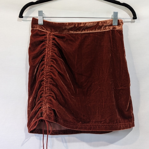 Free People Dresses & Skirts - Free People Velvet Mini Skirt Deep Burnt Orange Size 0 XS
